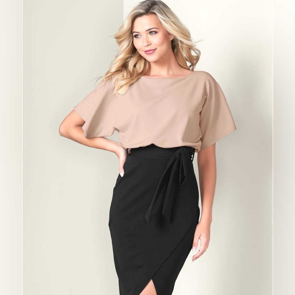 NWOT Women's L Color Block Dress w/Slit Skirt
